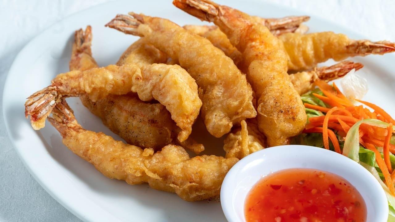 Japanese tempura served on a plate