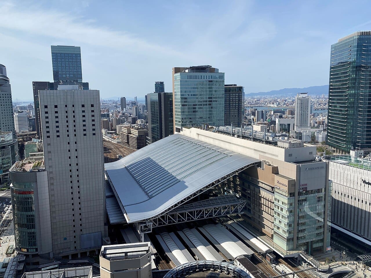 JR Osaka Station and Osaka Station City viewed from above